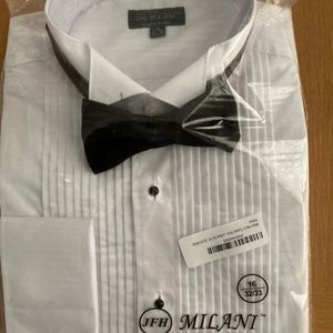 NEW Milani Men's Tuxedo Shirt from Italy. French Cuffs.  Size 16 (32/33)